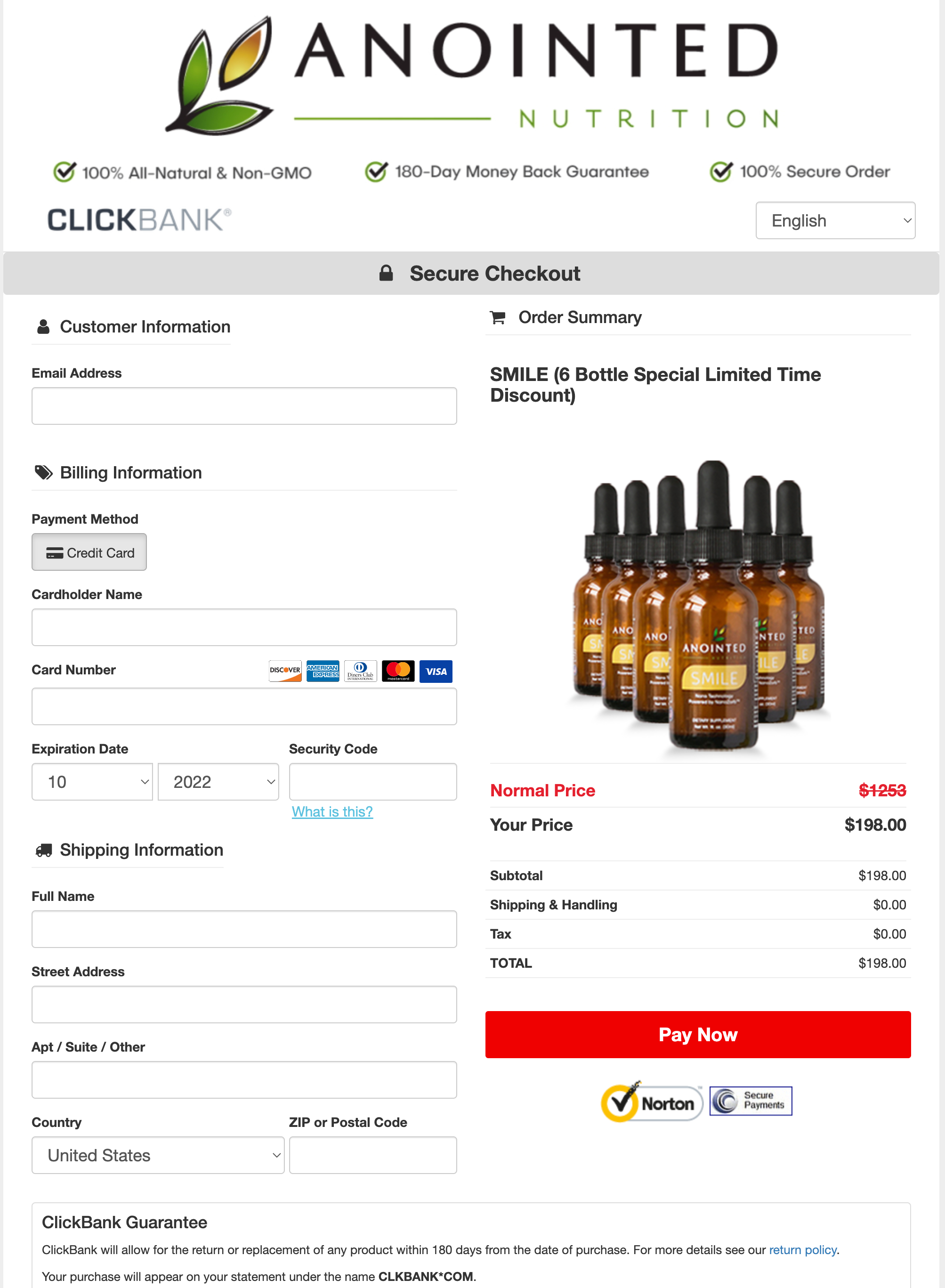 Anointed Nutrition Smile - Order Page